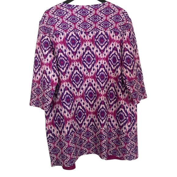 Chico's Travelers Reversible Crushed Ikat Long Jacket Open Front Purple Large - Picture 3 of 6